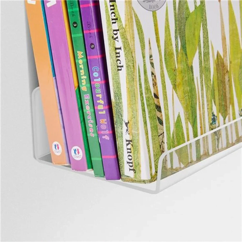 4 Pack Clear Acrylic Shelves Wall Storage Floating Shelves Wall Mounted Kids